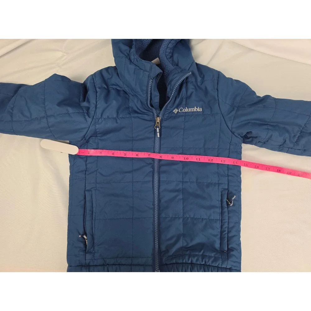 Columbia Kids XXS 4/5 Navy Blue Hooded Puffer Jacket Fleece Lined Quilted Coat